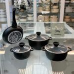 سرویس قابلمه 7 پارچه عروس مدل خطی مشکی 3