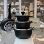 سرویس قابلمه 7 پارچه عروس مدل خطی مشکی 5