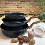 ماهیتابه تکدسته چدن گرانیتی هاناتک در سه سایز مختلف