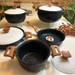 سرویس قابلمه گرانیتی هاناتک 9 پارچه در دو سایز متنوع - تصویر 5