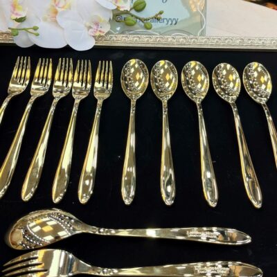 قاشق چنگال 12 پارچه 6نفره لومیرهوم رنگ طلایی الف