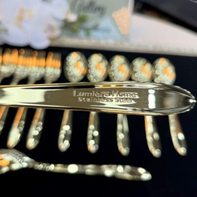 قاشق چنگال 12 پارچه 6نفره لومیرهوم رنگ طلایی ب