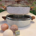 ماهیتابه چدن گرانیتی دودسته دربدار اویز مدل سوینگ