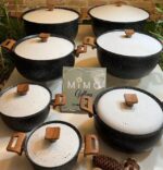 قابلمه تکی هاناتک رنگ مشکی با درب سفید در سایزهای مختلف - تصویر 2