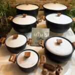 قابلمه تکی هاناتک رنگ مشکی با درب سفید در سایزهای مختلف