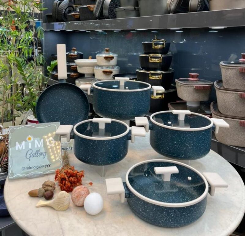 سرویس قابلمه 9 پارچه چدن گرانیتی پرارین - تصویر 5