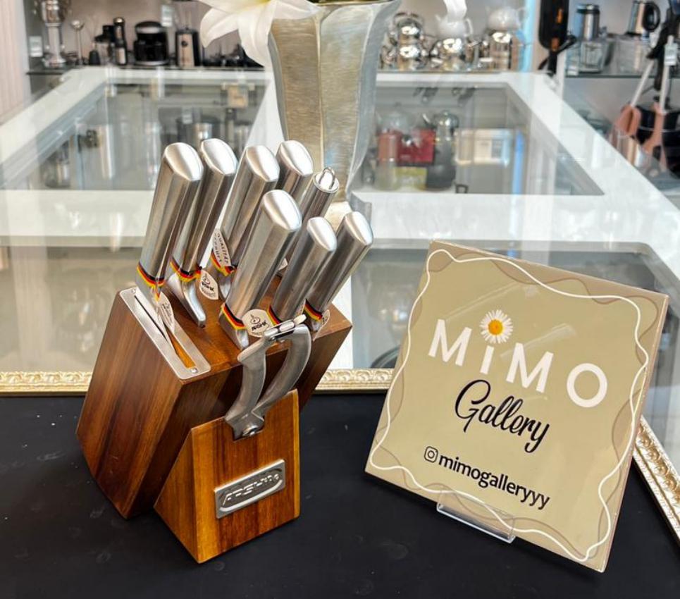 سرویس چاقو آشپزخانه 8 پارچه عرشیا با استند چوبی ج