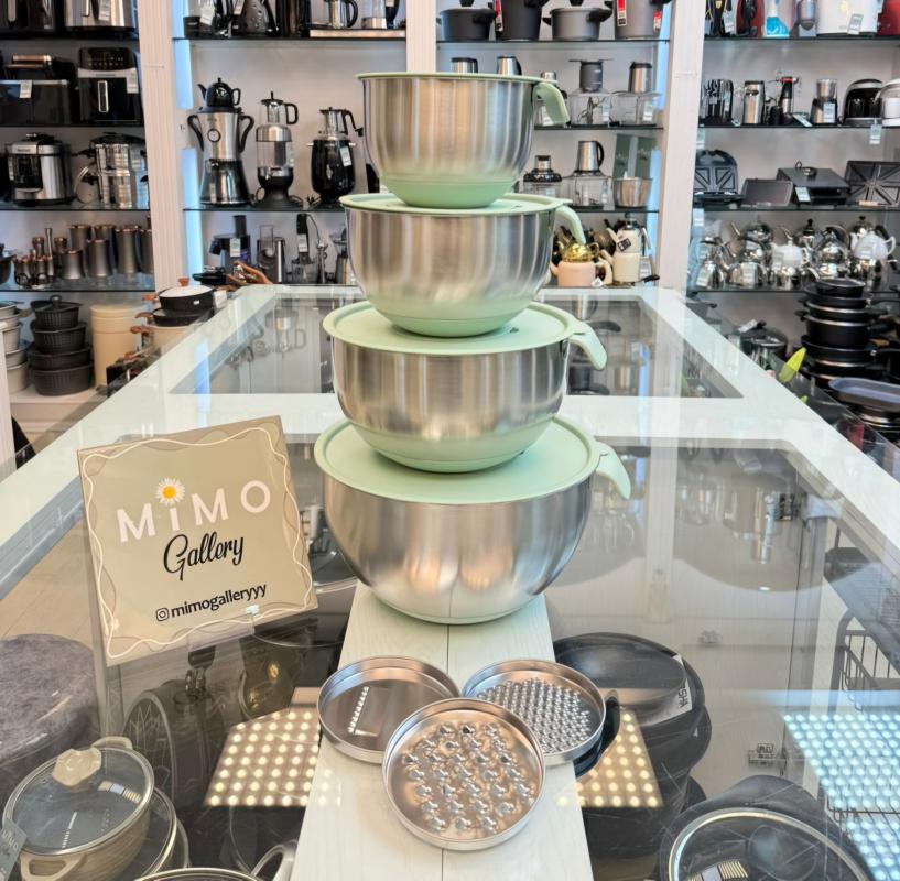 کاسه اسیتل دربدار 4 عددی میکسینگ بول به همراه درب رنده ای مدل تکدسته الف