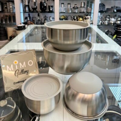 کاسه اسیتل دربدار ست 4 عددی میکسینگ بول با درب سلیکونی ب