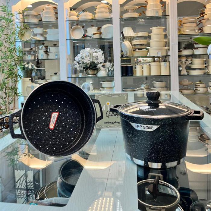 بخارپز و قابلمه دوکاره لایف اسمایل مدل FLCMSS-22-BLACK د