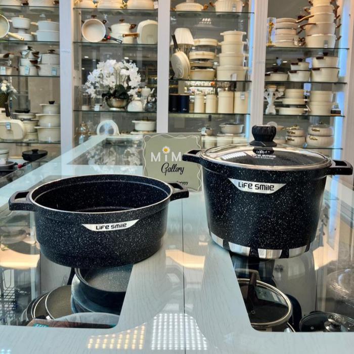 بخارپز و قابلمه دوکاره لایف اسمایل مدل FLCMSS-22-BLACK ه