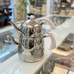 کتری قوری استیل نزاز طرح دسته بغل باکالیت مدل 2412