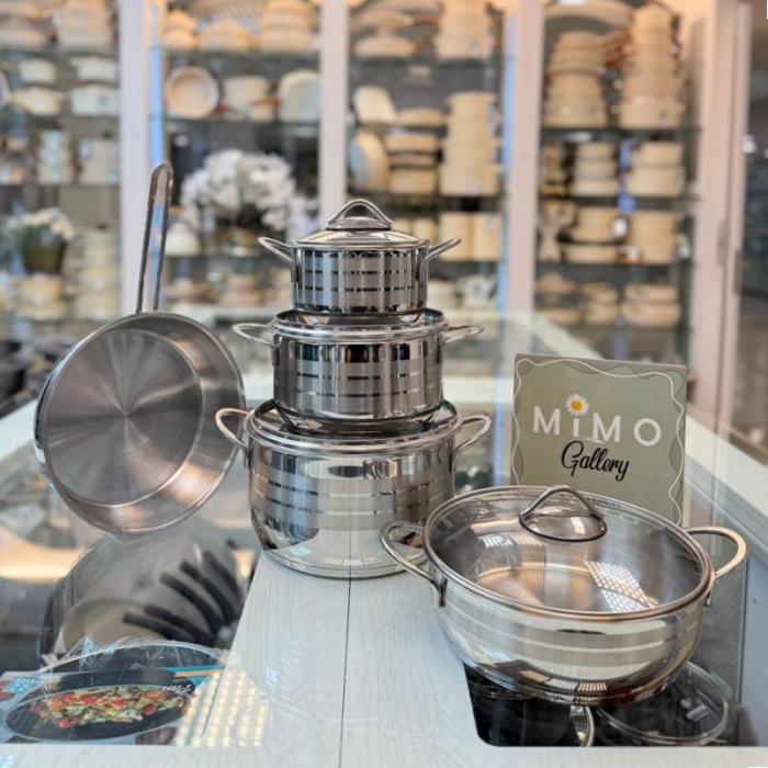 سرویس قابلمه 9 پارچه استیل برند دستیلوکس ج