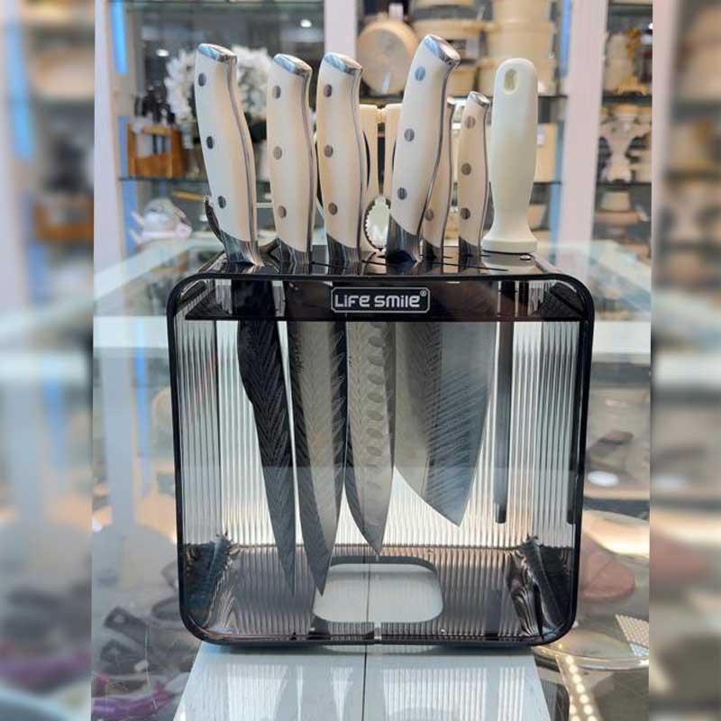 سرویس کارد و ساطور آشپزخانه 10 پارچه لایف اسمایل کد 19 الف