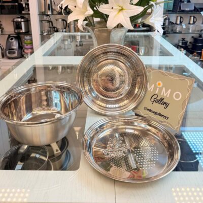 ست لگن و آبکش رنده دار استیل مجموعه سه عددی ج