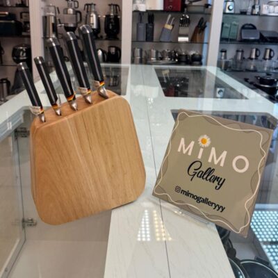 سرویس چاقو عرشیا بهمراه استند بامبو دو رو ب