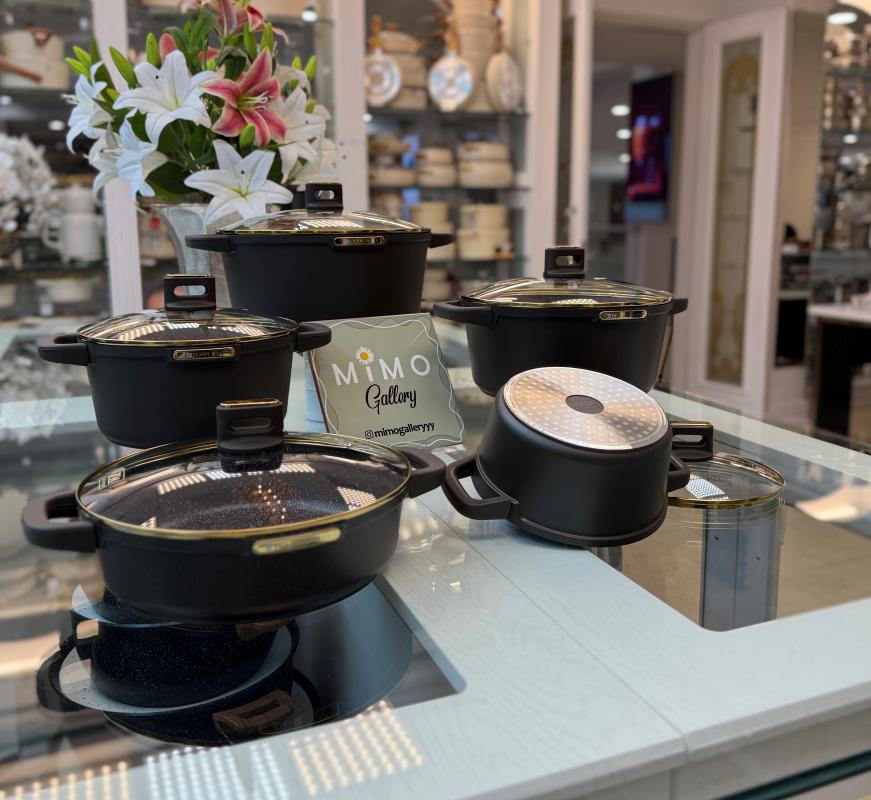 سرویس قابلمه زیو 10 پارچه چدن گرانیت مدل 8600 الف