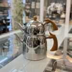 کتری قوری استیل نزاز طرح دسته بغل باکالیت