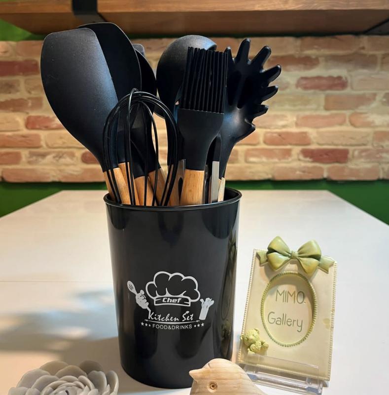 سرویس کفگیر ملاقه 12 پارچه سیلیکونی شف مدل کیچن ست - تصویر 3