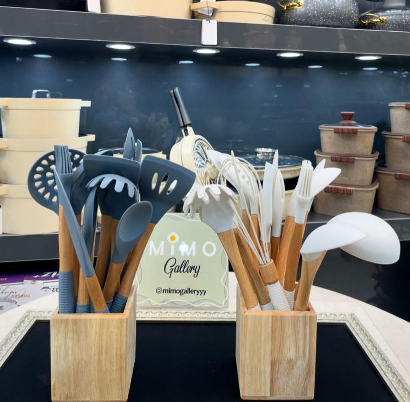 سرویس کفگیر ملاقه سلیکونی 14 پارچه - تصویر 1