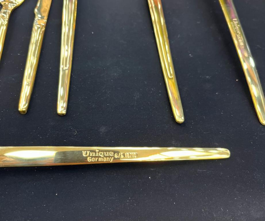 سرویس قاشق چنگال 24 نفره 120 پارچه یونیک طلایی - تصویر 2