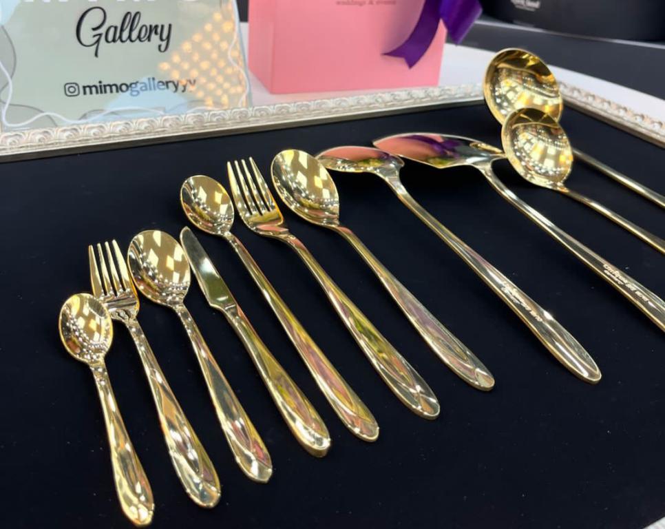 سرویس قاشق چنگال 24 نفره 120 پارچه یونیک طلایی - تصویر 8