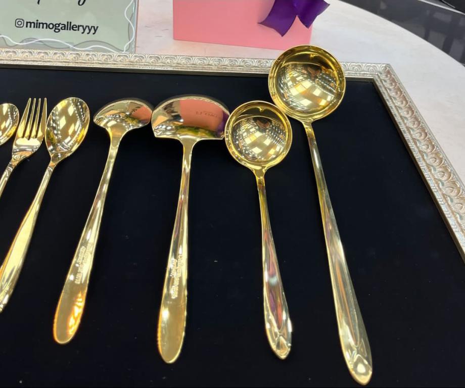 سرویس قاشق چنگال 24 نفره 120 پارچه یونیک طلایی - تصویر 7