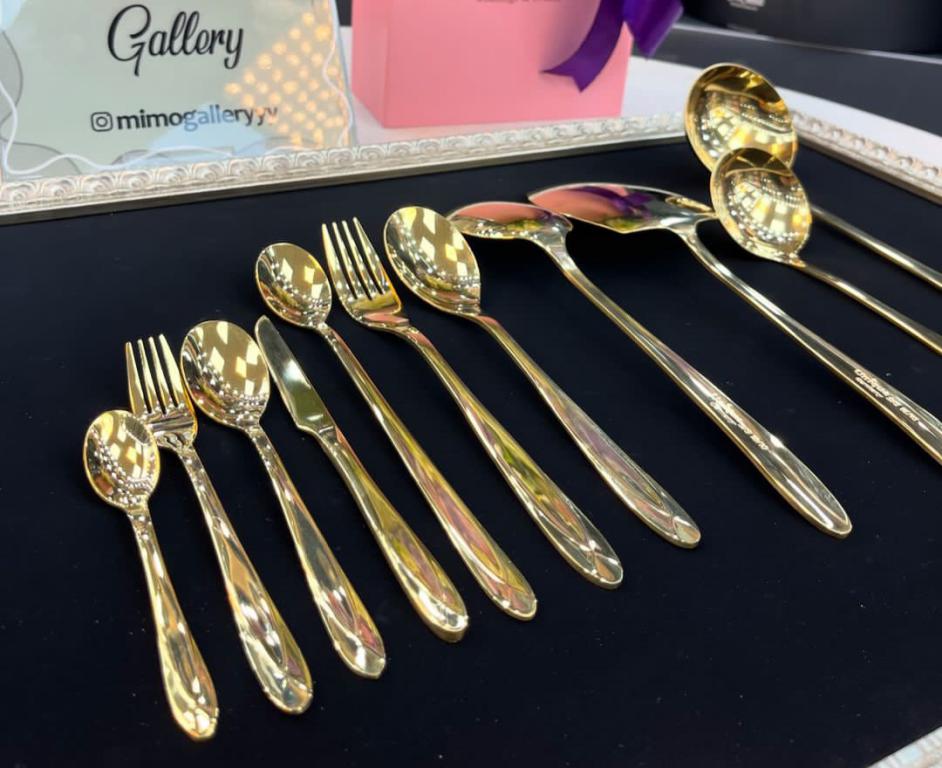 سرویس قاشق چنگال 24 نفره 120 پارچه یونیک طلایی - تصویر 1