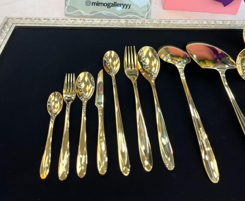 سرویس قاشق چنگال 24 نفره 120 پارچه یونیک طلایی - تصویر 11