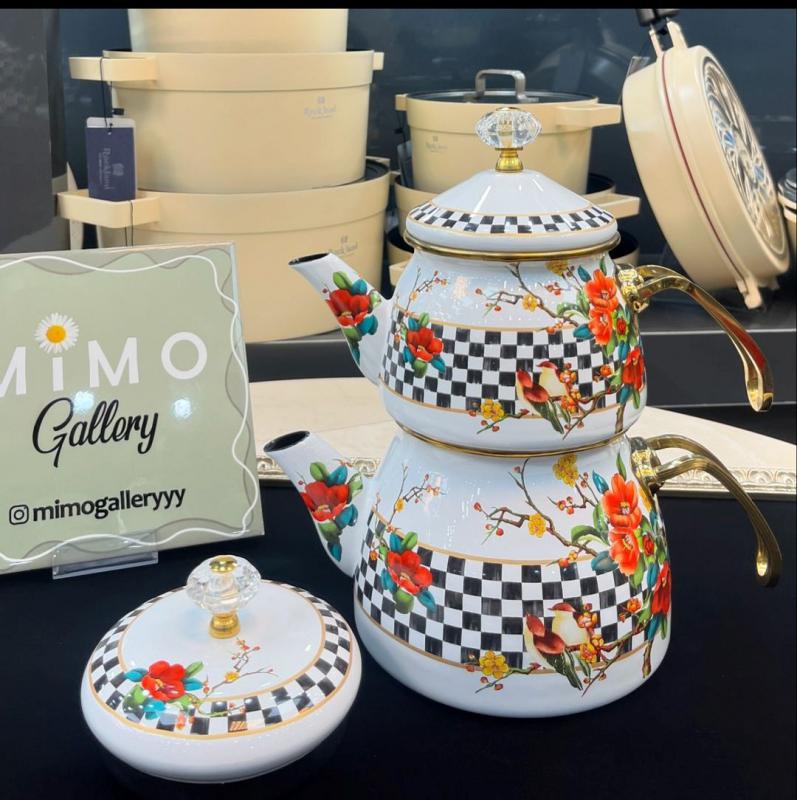 کتری قوری لعابی برند شاهین ترک در طرح های متنوع - تصویر 5