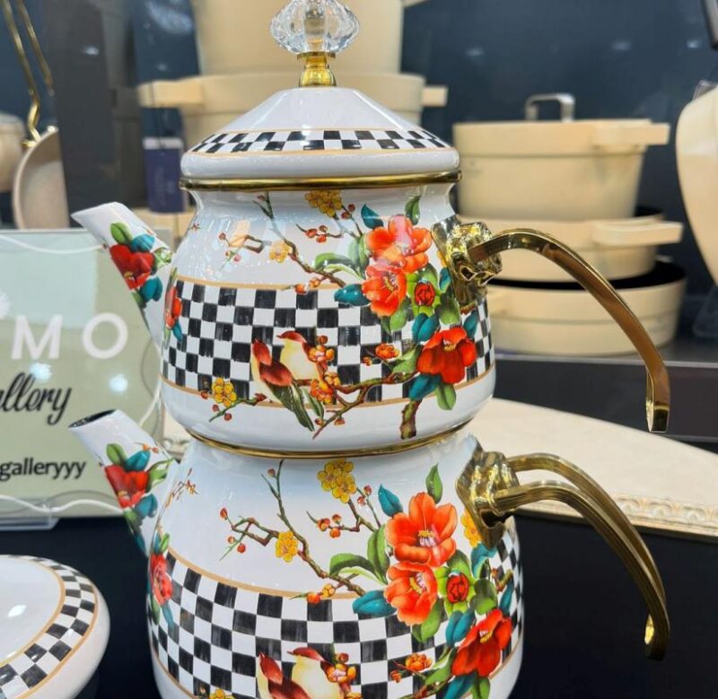 کتری قوری لعابی برند شاهین ترک در طرح های متنوع - تصویر 6