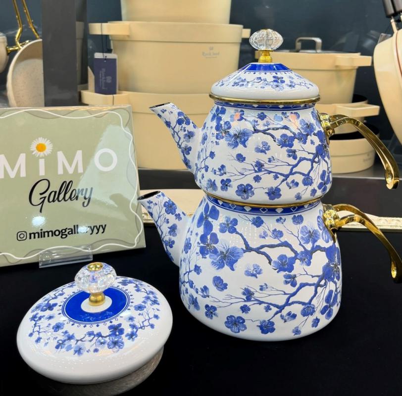 کتری قوری لعابی برند شاهین ترک در طرح های متنوع - تصویر 1