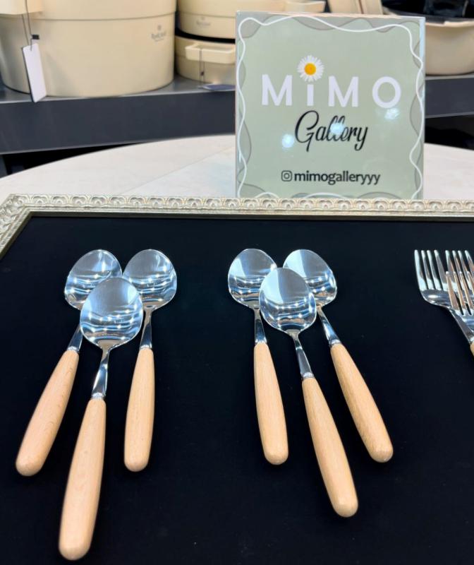 ست قاشق چنگال 12 پارچه دسته چوبی برند رورویوهو ROROYOHO - تصویر 3