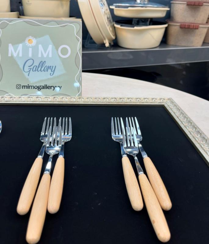 ست قاشق چنگال 12 پارچه دسته چوبی برند رورویوهو ROROYOHO - تصویر 4