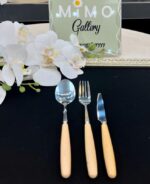 ست قاشق چنگال 12 پارچه دسته چوبی برند رورویوهو ROROYOHO - تصویر 6