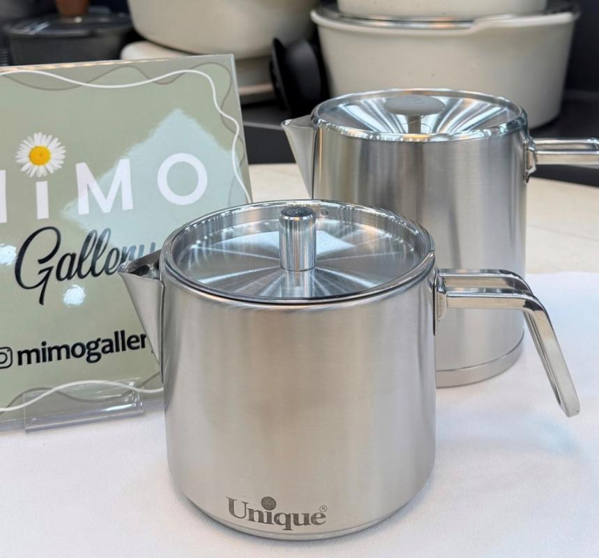 کتری قوری یونیک تمام استیل طرح استوانه ای مات کد 7264 ب