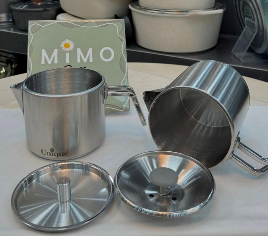 کتری قوری یونیک تمام استیل طرح استوانه ای مات کد 7264 و