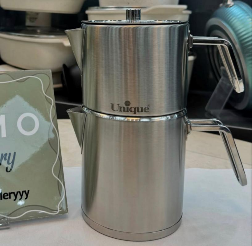 کتری قوری یونیک تمام استیل طرح استوانه ای مات کد 7264 ح