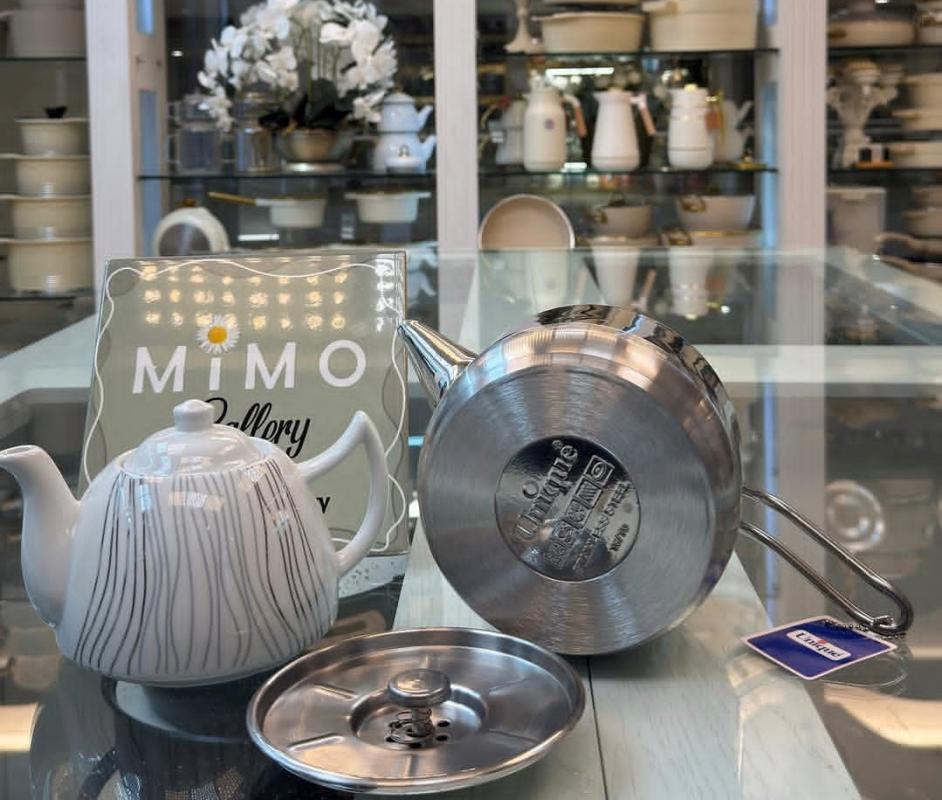 کتری قوری یونیک دسته بغل با قوری چینی و کتری استیل ج