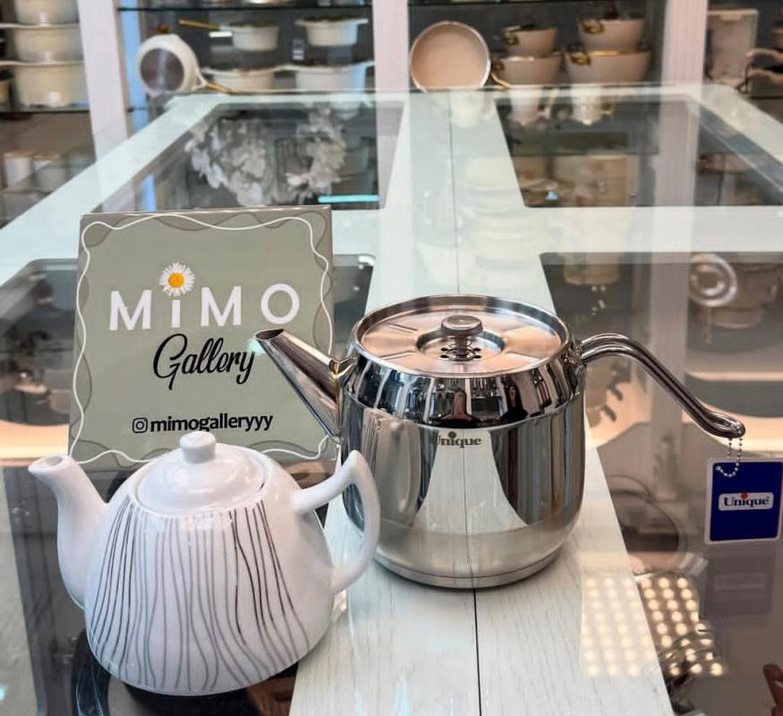 کتری قوری یونیک دسته بغل با قوری چینی و کتری استیل د