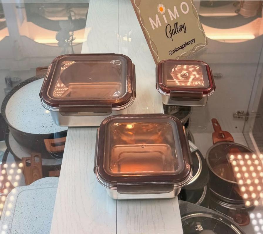 ظرف غذای استیل یونیک مدلی مستطیلی سه تایی ب