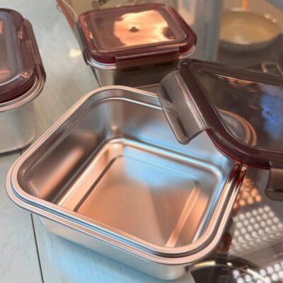 ظرف غذای استیل یونیک مدلی مستطیلی سه تایی د