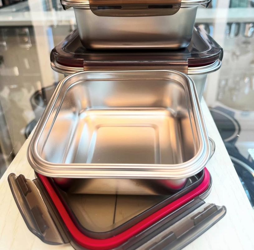 ظرف غذای استیل یونیک مدلی مستطیلی سه تایی س