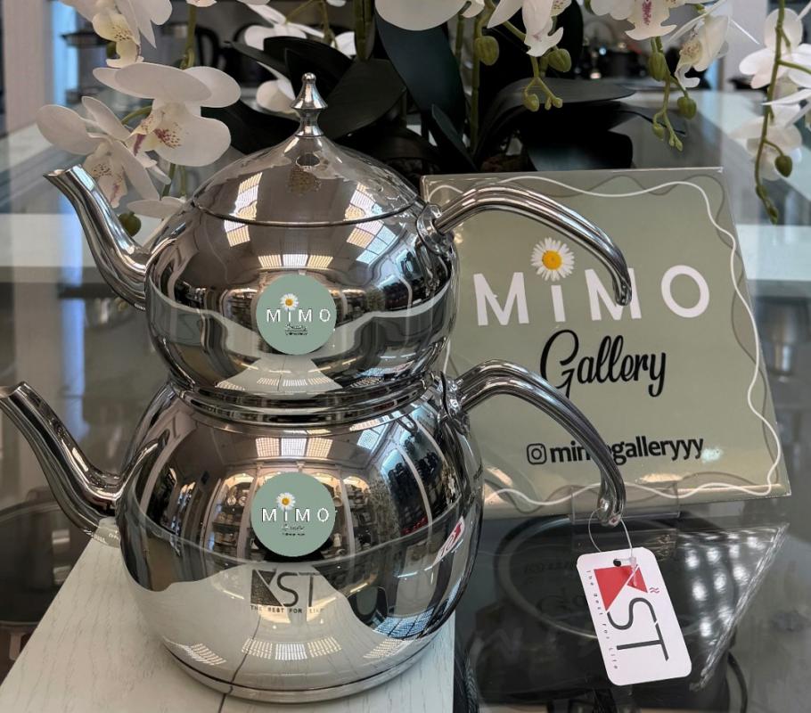 کتری قوری استیل KST دسته عصایی مدل خمره ای الف