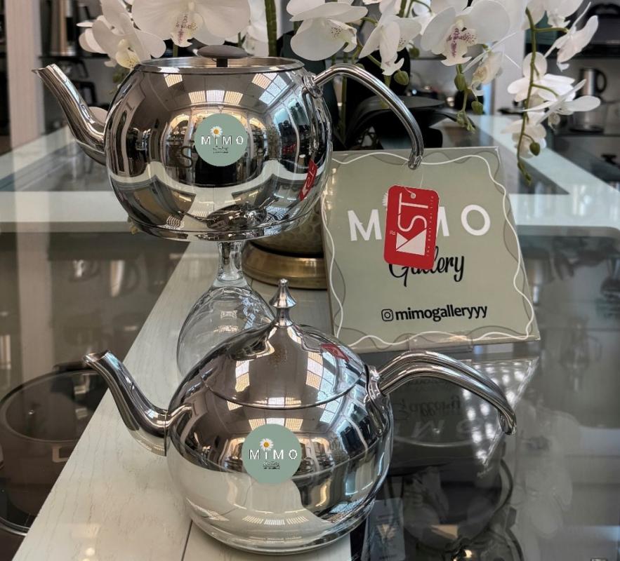 کتری قوری استیل KST دسته عصایی مدل خمره ای ب