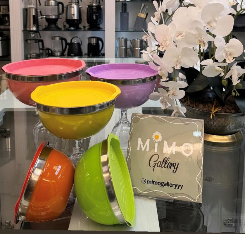 لگن استیل دربدار ست 5 تایی در رنگ های مختلف - تصویر 1