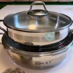 ماهیتابه استیل دربدار دودسته برند K.S.T - مدل راه راه مات