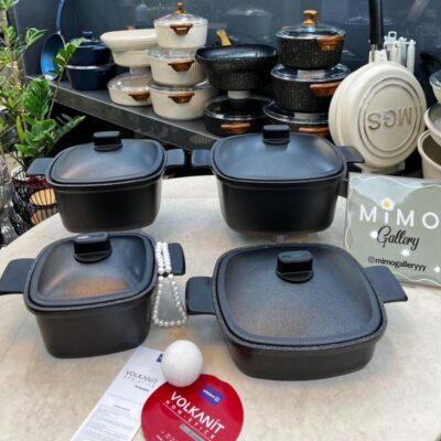 سرویس قابلمه چدن گرانیت 8 پارچه کرکماز طرح مربعی ب