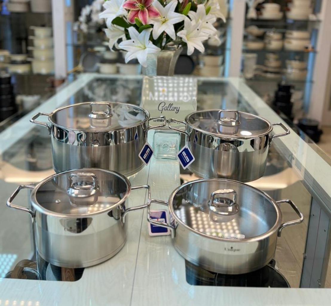 سرویس قابلمه استیل 8 پارچه یونیک مدل درب فلت ج