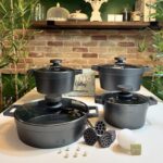 سرویس قابلمه 8 پارچه یونیک چدن گرانیتی قالب آلمانی مدل دیاموند - تصویر 2